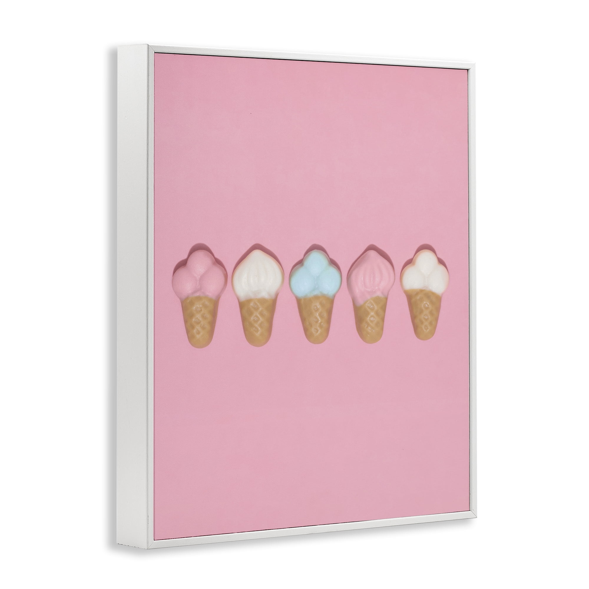 Stupell Industries Pink Ice Cream Candy White Framed Giclee Art, design by LISH Creative