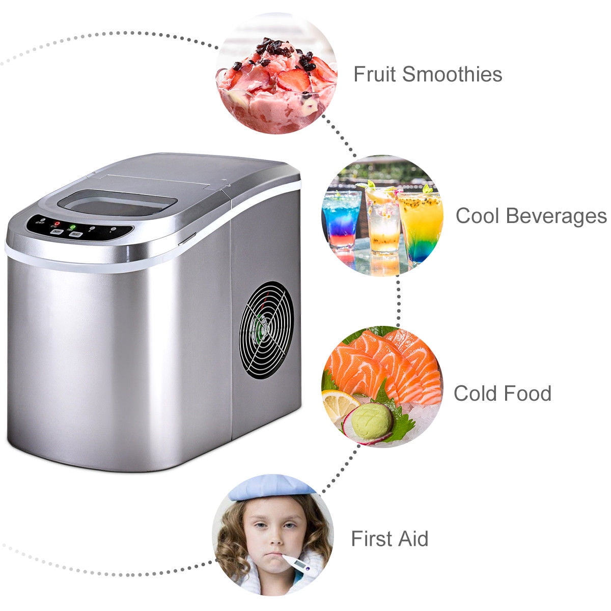 Costway Portable Compact Electric Ice Maker Machine Mini Cube 26lb/Day ABS  Navy