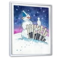 thumbnail image 2 of Designart Christmas Snowman With Cat Traditional Floating Frame Wall Art, 2 of 4