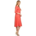 thumbnail image 3 of Women's Comfortable 3/4 Sleeve Midi Dress – Solid A-Line Casual Fit, 3 of 4