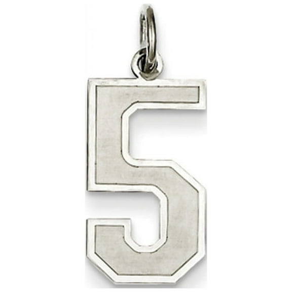 Sterling Silver/Rhodium-plated Satin Number 5 Charm QPM05