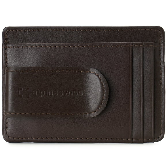 Alpine Swiss Mens RFID Safe Money Clip Minimalist Wallet ID Window Card Holder