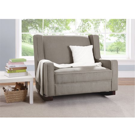 Baby Relax Hadley Polyester Wingback Rocking Chair, Dark Taupe