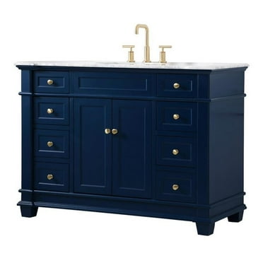 Elegant Decor Wesley 48" Steel and Solid Wood Single Bathroom Vanity Set in Blue