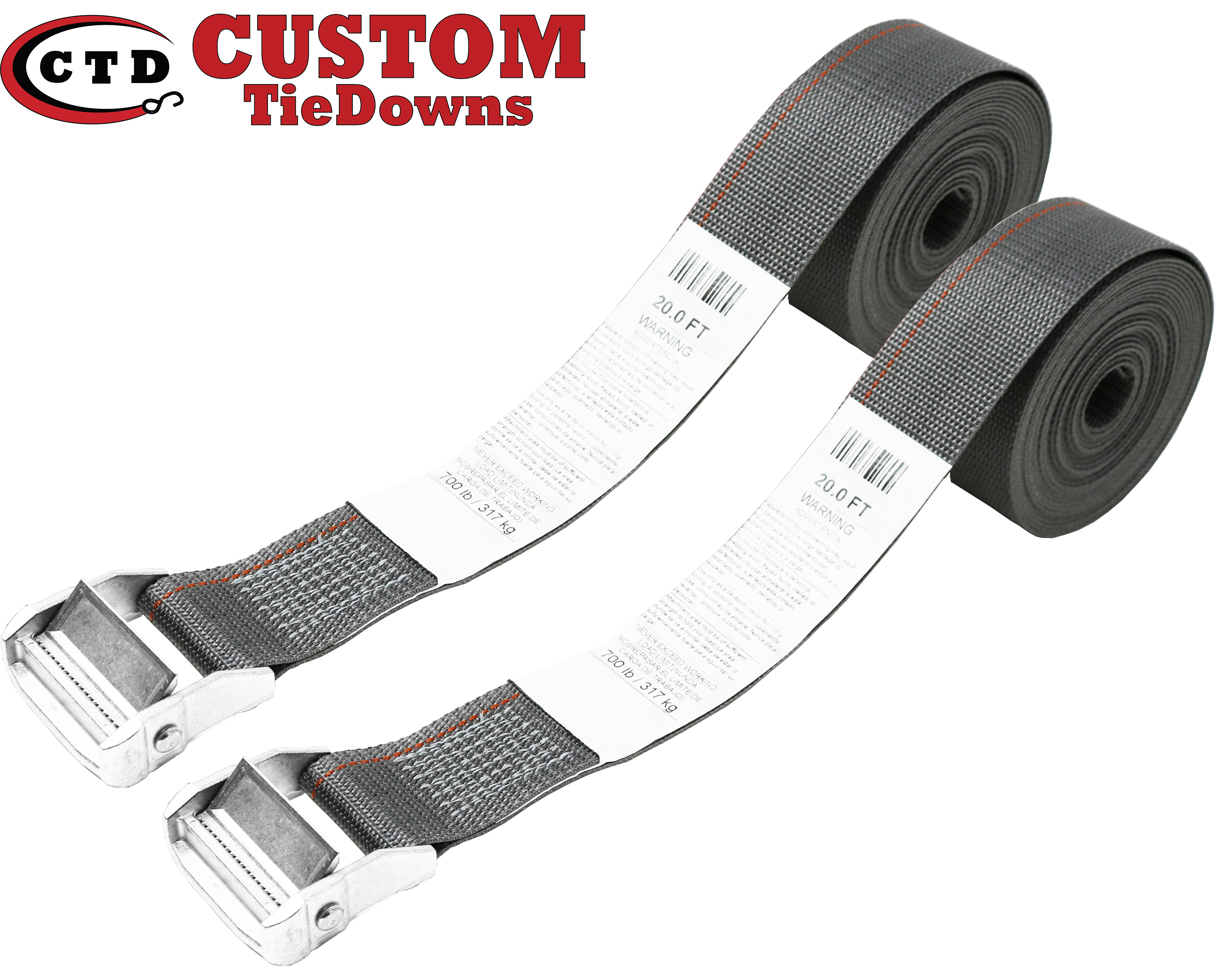 CustomTieDowns 2 Pack-2 inch x 20 Foot Cam Buckle Cinch Strap. Endless Loop ( No Hooks) 8559 - image 5 of 5