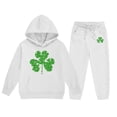 thumbnail image 4 of Girls Outfit Sets Toddler Boy Girl Long Sleeve St.Pt'S Day Clover Print Warm Hoodie Sweatpant Kids Outfits Sweat Suit,2-13Y, 4 of 4