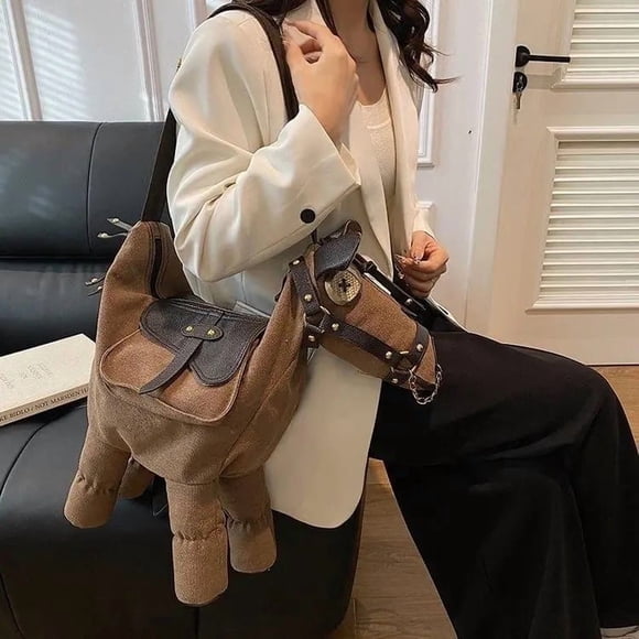 Uuiauoio Novelty Horse-Shaped Crossbody Bag – Western Cowboy Shoulder Purse with Adjustable Strap, Retro Ranch Bag