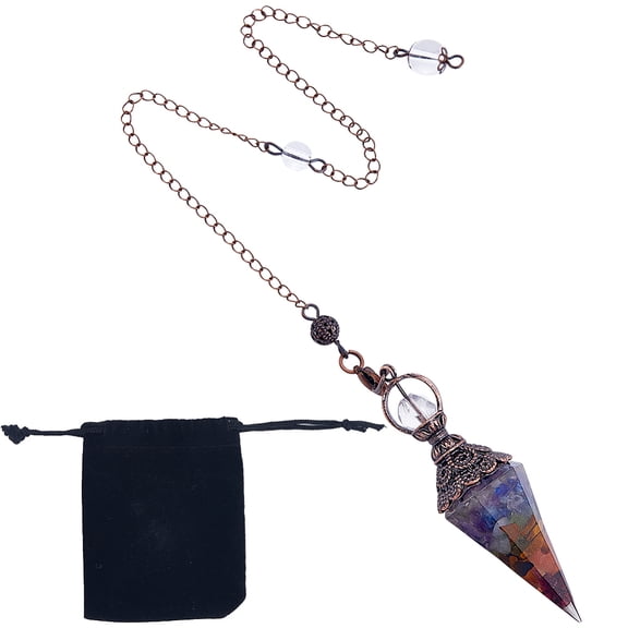 Pendulum Dowsing Divination Hexagonal Pointed 7 Stones Healing Natural Reiki Gemstone Energy Crystals for Reiki Healing Grid Necklace Meditation Gift