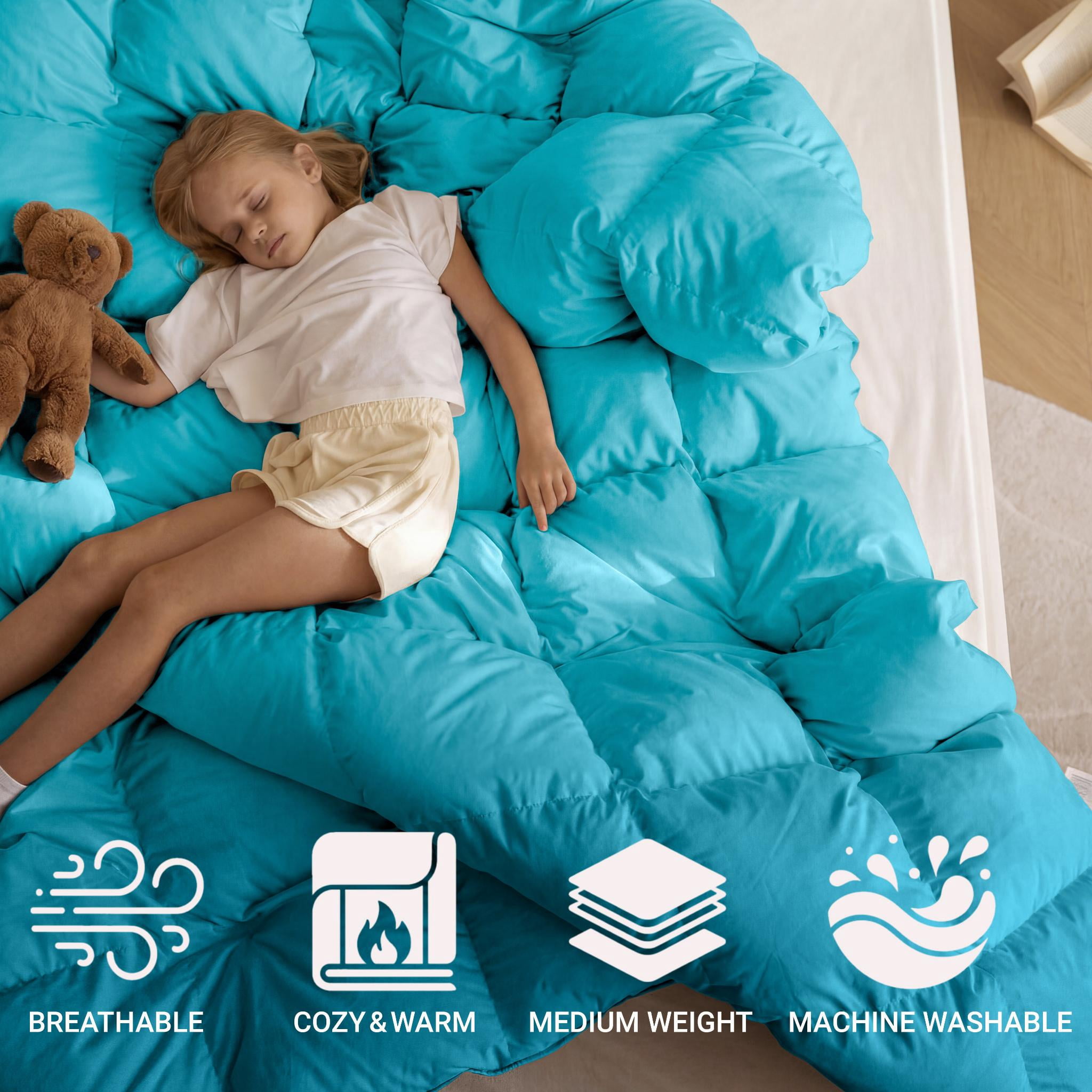 Superior Solid Comforter Down Alternative Bedding, King, Winter Blue