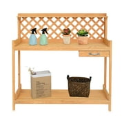Winado Garden Workbench Potting Table With Drawer Burlywood Outdoor Patio Backyard