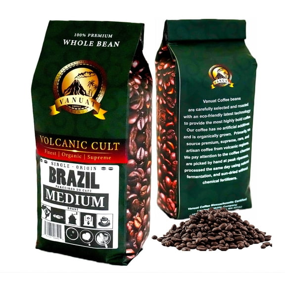 Vanuat Medium Roast Coffee Whole Bean Volcanic Cult Vanuat Organic Supreme Finest Artisan Beans for Drip Coffee Cold Brew Espresso French Press Turkish Brew (Sumatra, 16 Ounce , 1 Pound)