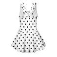 thumbnail image 5 of COEQINE Girls One Piece Swimsuit with Skirt Sleeveless Cute Skirted Bathing Suit Hawaiian Swimwear for Kids 3-4 Years, Summer Swim Dress for Water Play, White Black Polka Dots, 5 of 8