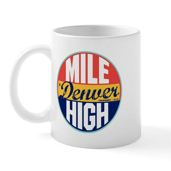 CafePress - Denver Vintage Label Mug - 11 oz Ceramic Mug - Novelty Coffee Tea Cup