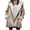 Beige, variant on Plus Size Women's Fleece Coat Long Hooded Cardigan with Pockets Fur Lined Winter Outerwear Warm Button Front