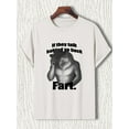thumbnail image 3 of [1pc Fashionable Graphic Print T-Shirt] Summer Casual Crew Neck T-Shirt, Polyester Knit Fabric with Slight Stretch, Regular Fit, with Humorous Graphic Print, for Adults, Fashionable Everyday Wear, 3 of 8
