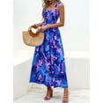 thumbnail image 4 of Vestido de verano PRETTYGARDEN Floral Sin Mangas Maxi Azul Real, 4 of 6