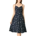 thumbnail image 3 of INSPIRE CHIC Women's Floral Twist Front Adjustable Strap Midi Dress XL Navy, 3 of 9