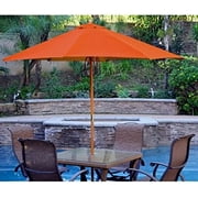 9' Wood Market Patio Polyester Umbrella in Orange