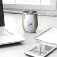 thumbnail image 3 of 12oz Stemless Wine Tumblers Pioneer Flower Floral Print Pattern Vacuum Insulated Stainless Steel Travel Tumbler Cups Mug with Lid and Straw for Champaign,Cocktail,Beer with Cleaning Brush, 3 of 5