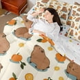 thumbnail image 4 of Manfei Brown Capybaras Bed in a Bag Full Size,Fruit Orange Bed Set,Cartoon Animal Bedding Full Size,Ultra Soft Room Decorative Reversible,7 Pieces, 4 of 7