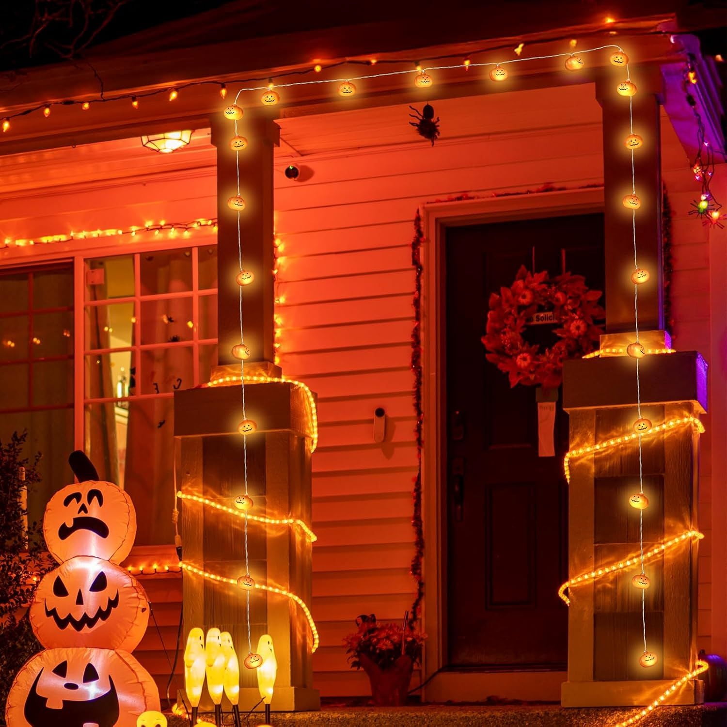 20FT Halloween Pumpkin String Lights with 8 Modes and Remote Control for Indoor Outdoor