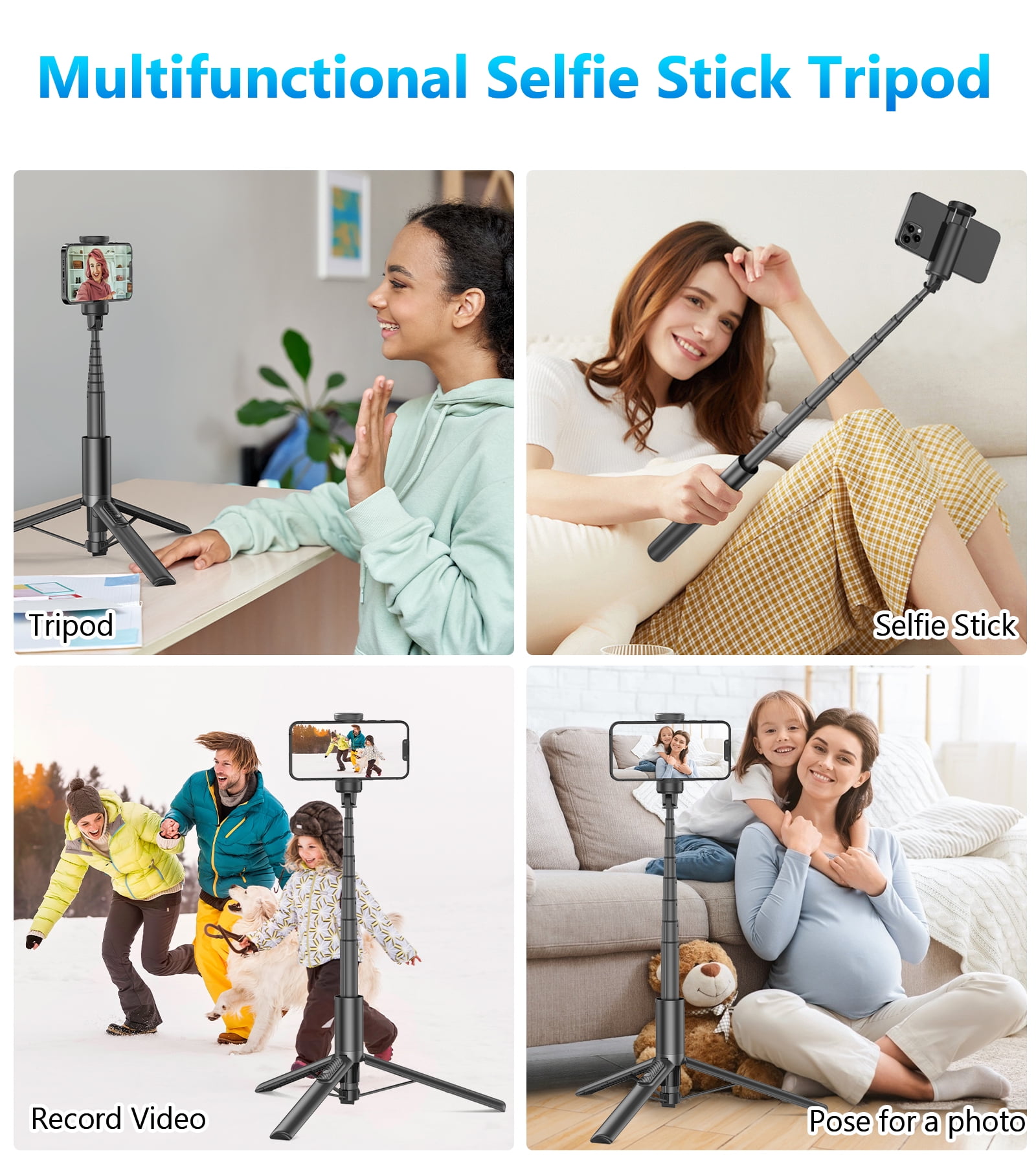 TONEOF 67" Selfie Stick Tripod for Phone 4"-7", Cellphone Travel Tripod Stand for Video Recording