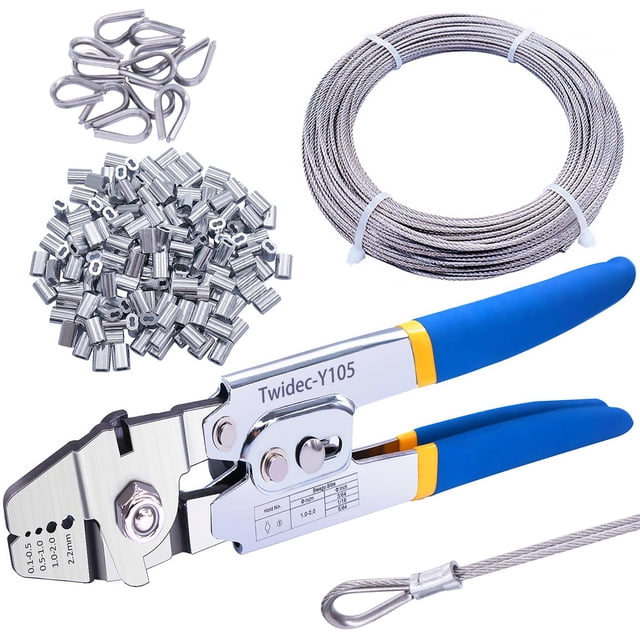 Herramienta para prensar cables de acero Twidec de hasta 2,2 mm con accesorios