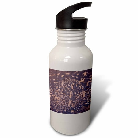 

3dRose UT Newpaper Rock SP Petroglyphs - US45 JWI0176 - Jamie and Judy Wild Sports Water Bottle 21oz