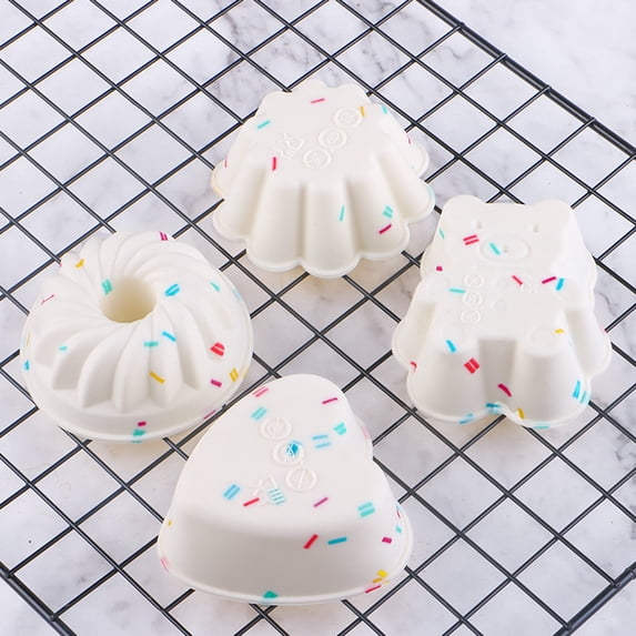 Dream Lifestyle 4Pcs Silicone Cake Molds, Non Stick Cute Shaped Cake Pan for Jello Muffin Cupcake Chocolate, Silicone Baking Molds for Home School Bakery, BPA Free & Food Grade