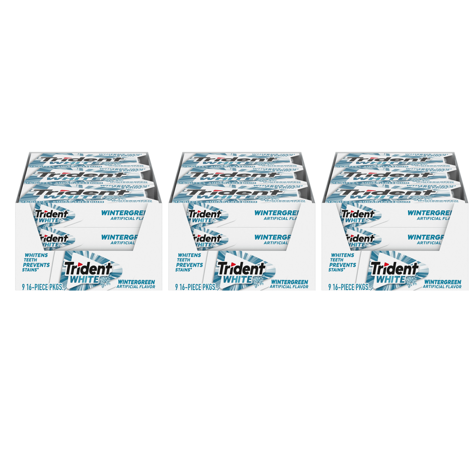 Trident White Wintergreen Sugar Free Gum, 27 Packs of 48 Pieces (432 Total Pieces) BIG TRIPLE PLAY