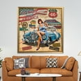 thumbnail image 4 of Garage Art, Tin Car Art, Woman With Retro Car Art, Old Car Canvas Art, America Canvas, Vintage Car Canvas Art, Car Canvas, Canvas Wall Decor - Black Framed, 4 of 5