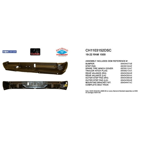 CAPA for 2019-2024 1500 Rear Step Bumper Assembly CH1103152C