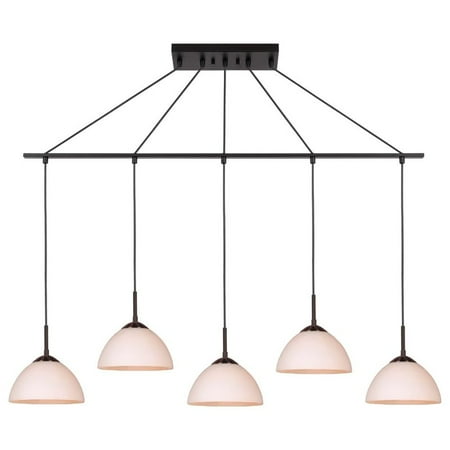 

Woodbridge Lighting Alexis 5-Light Glass Linear Pendant in Bronze/Opal