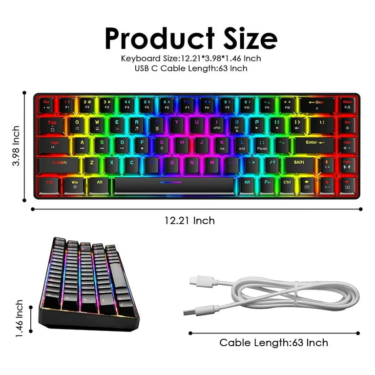 ZIYOULANG T8 60% Wired Mechanical Keyboard,Portable,RGB, For PC