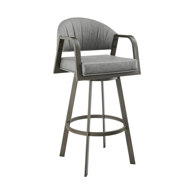 Silla alta giratoria Benzara Marcy en cuero sintético gris