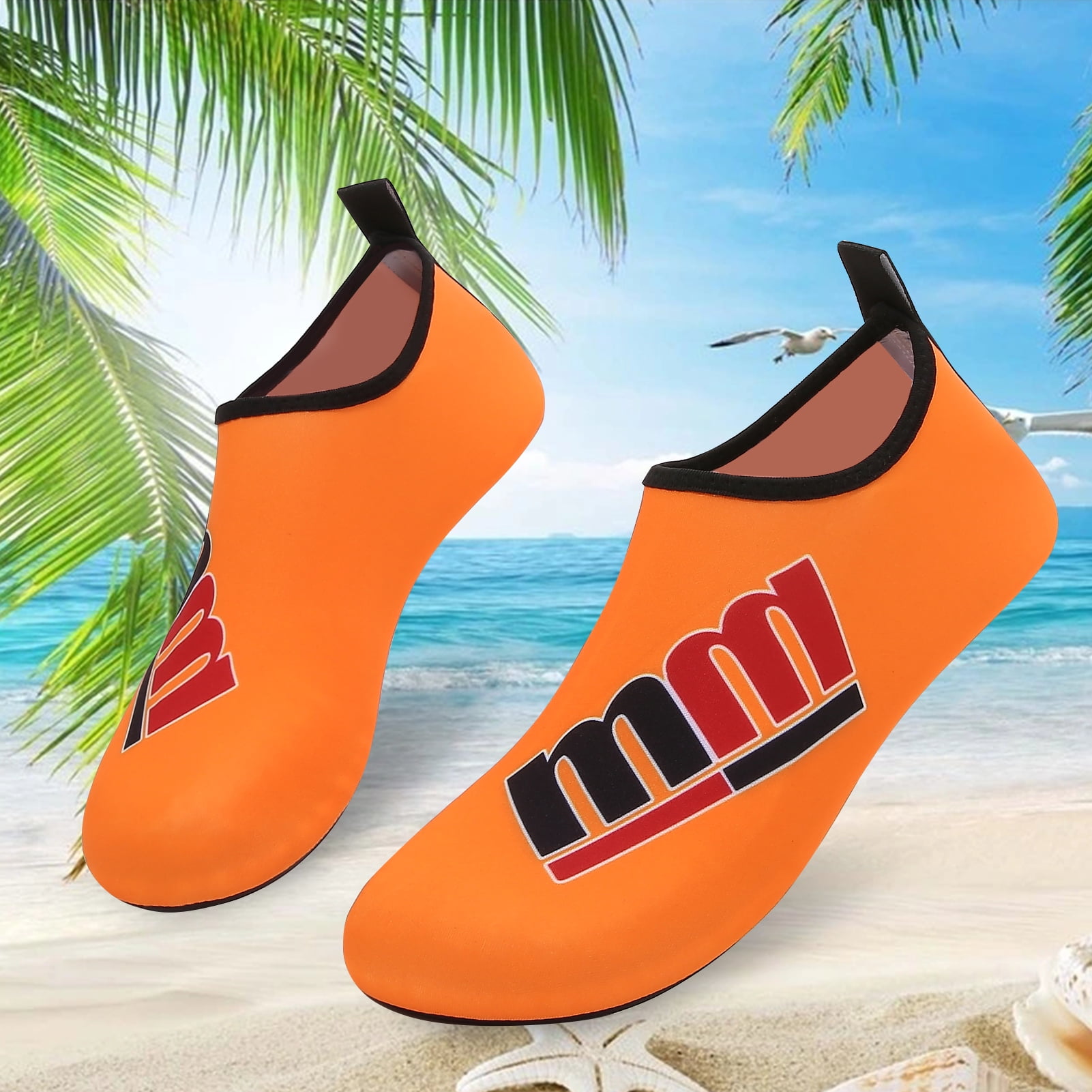 Men and Women a Slip On Barefoot Quick-Dry Beach Aqua Yoga Water Shoes (MM/Orange, 5.5-6.5 Women/5-5.5 Men)