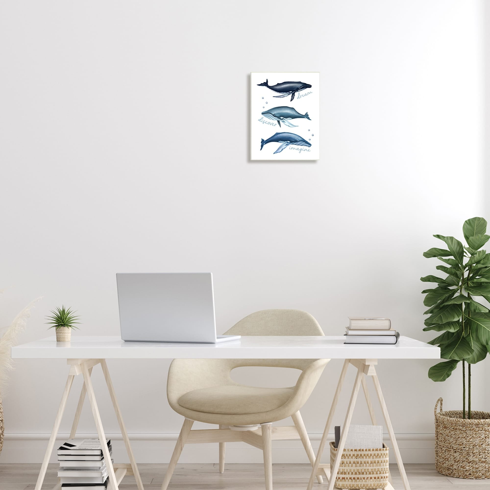 Dream Discover Imagine Inspirational Typography Nautical Whales Animals & Insects Painting Unframed Art Print Wall Art