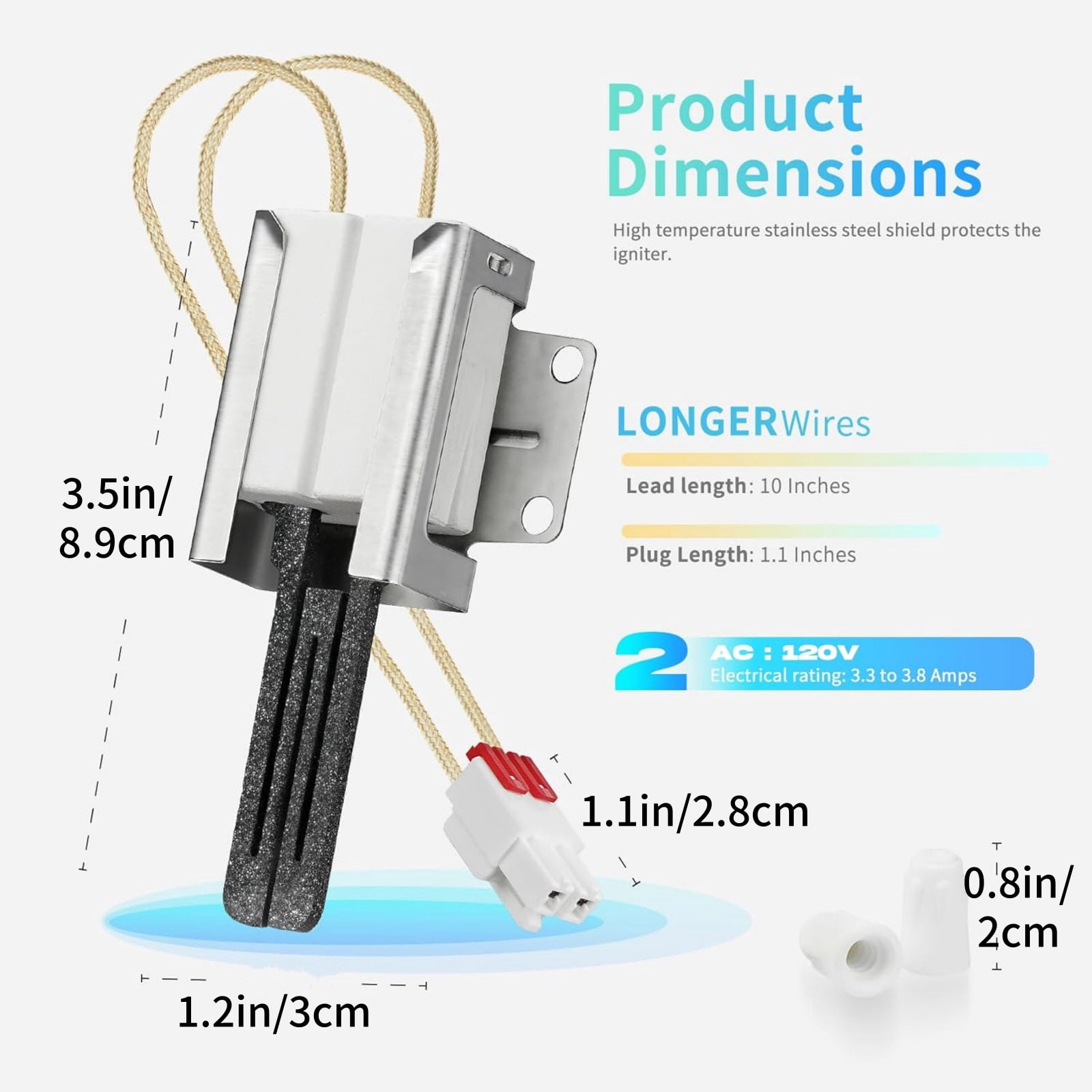 JIAHAOO Range Oven Ignitor New 120V Direct Replacement OEM PS3535362 Nut Connectors For LG LRG3091SW LRG3093SB Range Oven