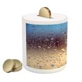 thumbnail image 2 of Rain Piggy Bank, Close up Rain Drops on Glass Natural Sprays Sphere Contrasting Colors Picture, Ceramic Coin Bank Money Box for Cash Saving, 3.6" X 3.2", Blue Tan Brown, by Ambesonne, 2 of 4