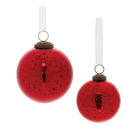 3 & 4 in. Glass Ball Ornaments, Red - Set of 6
