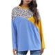 thumbnail image 1 of Moda mujer casual manga larga estampado leopardo bolsillo patchwork damas tops Fridja fhghd621, 1 of 4