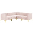 thumbnail image 2 of Modway Triumph 5-Piece Channel Velvet Tufted Sectional Sofa in Pink/Gold, 2 of 10