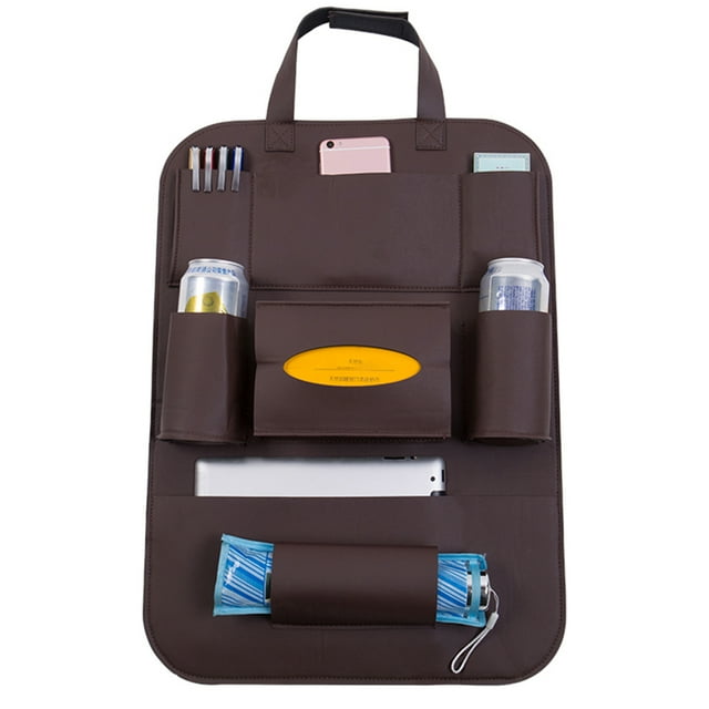 Pu Leather Car Seat Back Organizer Backseat Caja de almacenamiento de café Carevas Bolsa de almacenamiento de asiento