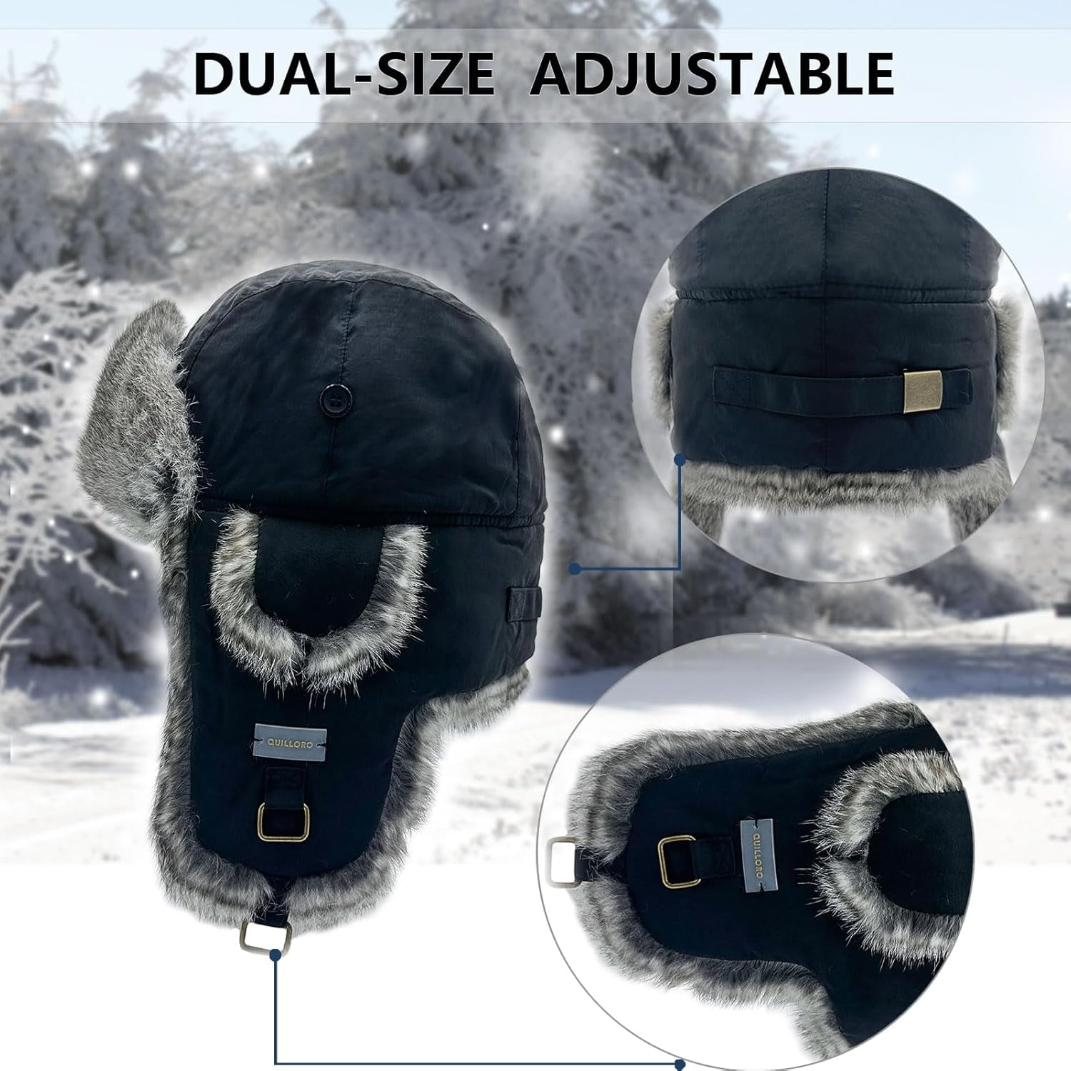 Winter Trapper Hat, Faux Rabbit Faux Fur Knit Russian Ushanka Aviator Warm Ski Hunting Cycling Winter Hats for Men and Women