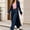 Navy, variant on Cardigans Women's Faux Fur Trim Open Front Long Cardigan, Casual Long Sleeve Belted Knit Coat with Ribbed Texture, Regular Length Outerwear, Sizes XXS-XL