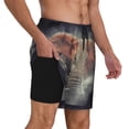 thumbnail image 2 of Gukieu Elephant in Smoke Print Men's Double Layer Sports Swim Trunks, Quick Dry Adjustable Waist Swim Shorts Swimwear-X-Large, 2 of 6