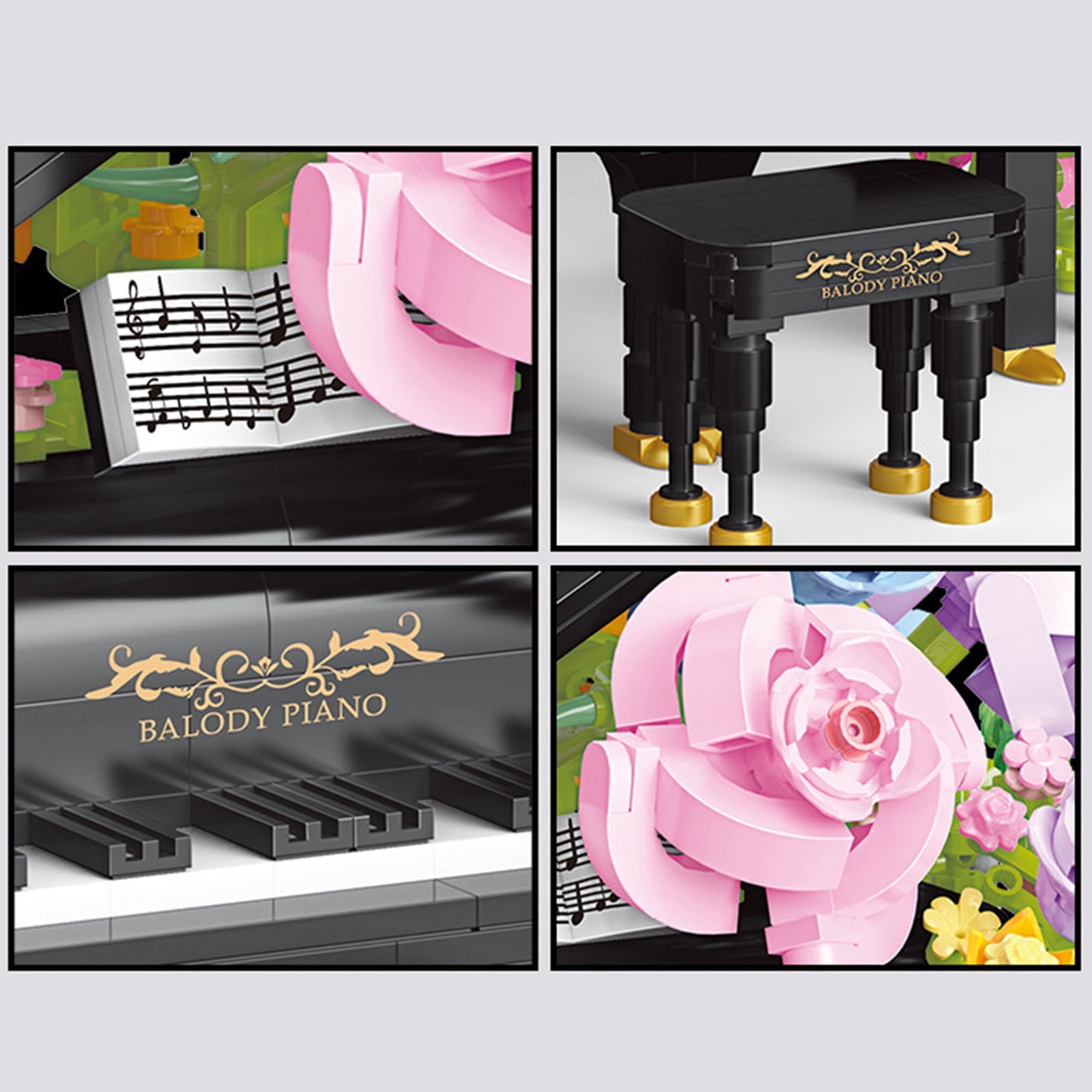 Bwiyojiz Living Room Decor Accessories Piano Flower Bouquet Building Decoration Set Artificial Flowers with Roses Campanula Home Decoratiion Valentines Day Gifts for Her Him Table Art, Multicolor