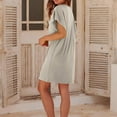 thumbnail image 4 of QUYUON Women T Shirt Mini Dresses Crew Neck Short Sleeve Summer Shirt Dress Loose Casual A-Line Tunic Short Dresses Side Split Regular Size Solid Color T-Shirt Dress, Beige S, 4 of 6