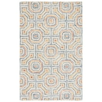 SAFAVIEH Aspen Ermintrude Colorful Geometric Wool Area Rug, Ivory/Blue, 6' x 6' Round