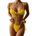 thumbnail image 2 of Txlixc Conjunto de traje de baño dividido para mujer, bikini con volantes+bragas con cordones+cobertores de malla Txlixc Moda, 2 of 7